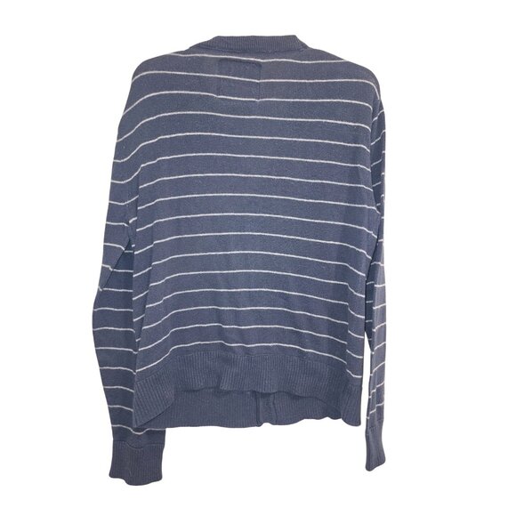 Aeropostale Mens Navy Striped Collegiate Cardigan Sweater L/G Academia - Picture 2 of 3